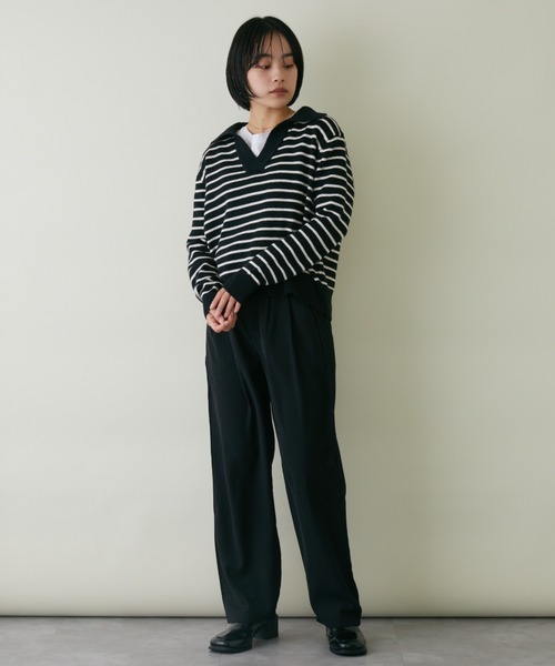 mebole(メボレ)の「スキッパーボーダーニット(ニット/セーター・レディース・アイボリー/ブラック・FREE)」の21枚目の写真