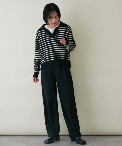 mebole(メボレ)の「スキッパーボーダーニット(ニット/セーター・レディース・アイボリー/ブラック・FREE)」の22枚目の写真