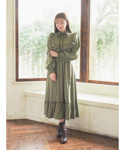 Areeam（アリーム）の「配色フリルワンピース（ワンピース・レディース・ピンク/カーキ・FREE）」の6枚目の写真