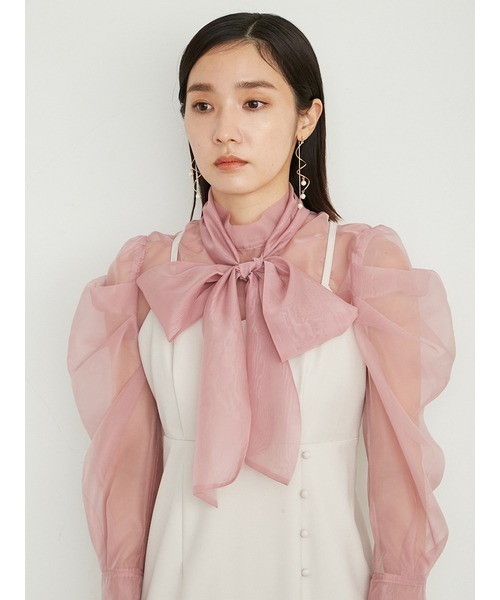 LILY BROWN（リリーブラウン）の「ボウタイブラウスセットキャミワンピース（ワンピース・レディース・グレー/ピンク/アイボリー・1/0）」の4枚目の写真