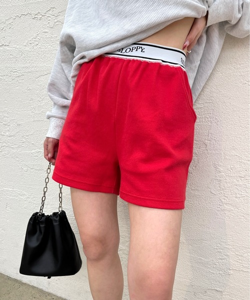 WHO'S WHO gallery（フーズフーギャラリー）の「【SLOPPY/スロッピー】ラインリブショートパンツ（その他パンツ・レディース・サックスブルー/トップグレー/レッド/ブラック/ライトグレー/アイボリー・FREE）」の6枚目の写真