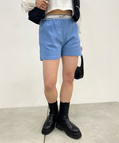 WHO'S WHO gallery（フーズフーギャラリー）の「【SLOPPY/スロッピー】ラインリブショートパンツ（その他パンツ・レディース・サックスブルー/トップグレー/レッド/ブラック/ライトグレー/アイボリー・FREE）」の9枚目の写真