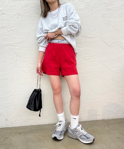 WHO'S WHO gallery（フーズフーギャラリー）の「【SLOPPY/スロッピー】ラインリブショートパンツ（その他パンツ・レディース・サックスブルー/トップグレー/レッド/ブラック/ライトグレー/アイボリー・FREE）」の11枚目の写真