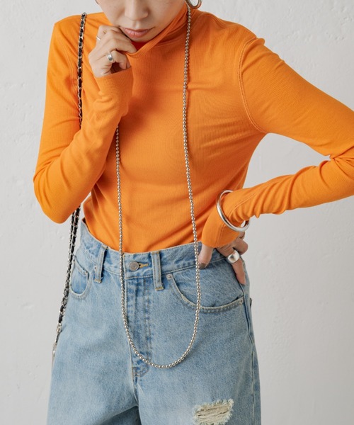 LOUNGEDRESS（ラウンジドレス）の「【earthy_/アーシー】オーガニックコットンテレコタートル（Tシャツ/カットソー・レディース・オレンジ/オフホワイト/ブルー/ブラック/ホワイト・FREE）」の5枚目の写真