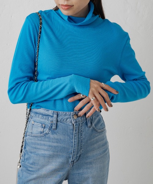 LOUNGEDRESS（ラウンジドレス）の「【earthy_/アーシー】オーガニックコットンテレコタートル（Tシャツ/カットソー・レディース・オレンジ/オフホワイト/ブルー/ブラック/ホワイト・FREE）」の4枚目の写真