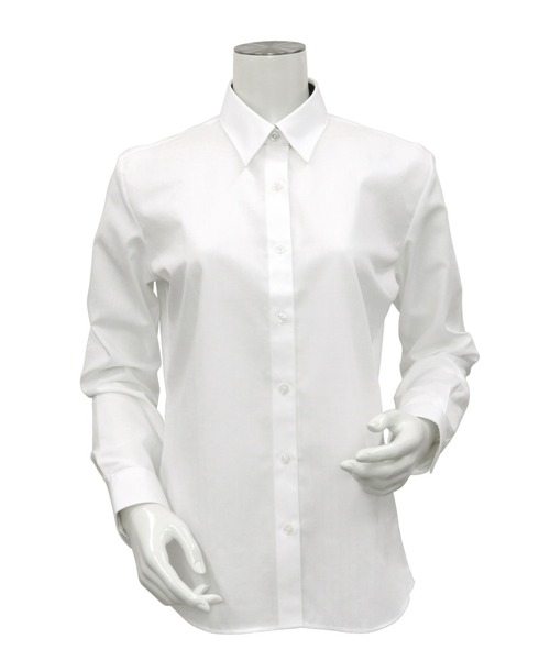 TOKYO SHIRTS(トウキョウシャツ)の「形態安定ノーアイロン レギュラー 長袖ビジネスワイシャツ(ビジネスシャツ・レディース・ホワイト・LL/S/M/L/XL)」の2枚目の写真