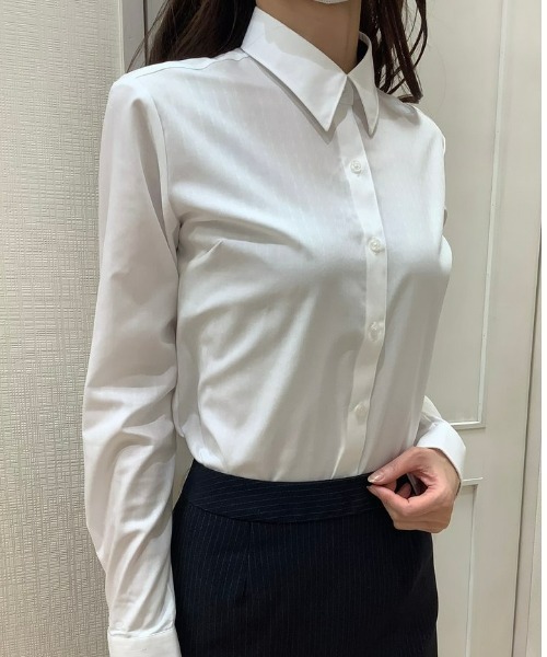 TOKYO SHIRTS(トウキョウシャツ)の「形態安定ノーアイロン レギュラー 長袖ビジネスワイシャツ(ビジネスシャツ・レディース・ホワイト・LL/S/M/L/XL)」の6枚目の写真