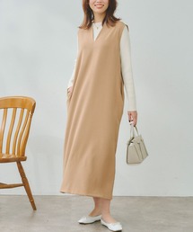 Chez toi | 長袖シャリニットプルオーバー×Vネックワンピース(ワンピース)