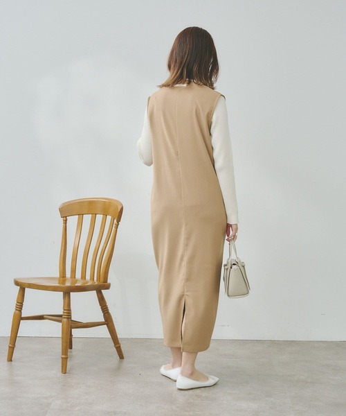 Chez toi（シェトワ）の「長袖シャリニットプルオーバー×Vネックワンピース（ワンピース・レディース・ブラック/ベージュ/インディゴブルー/アイボリー・FREE）」の20枚目の写真