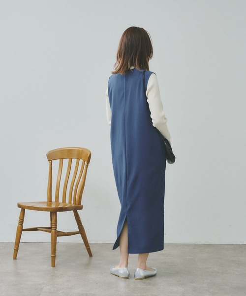 Chez toi（シェトワ）の「長袖シャリニットプルオーバー×Vネックワンピース（ワンピース・レディース・ブラック/ベージュ/インディゴブルー/アイボリー・FREE）」の18枚目の写真