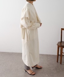 Omekashi | レイヤードシャツコート(ノーカラーコート)