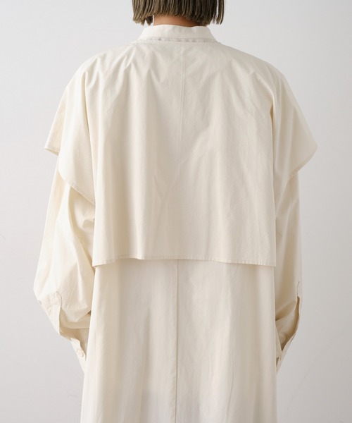 Omekashi(オメカシ)の「レイヤードシャツコート(ノーカラーコート・レディース・ベージュ/イエロー・FREE)」の19枚目の写真