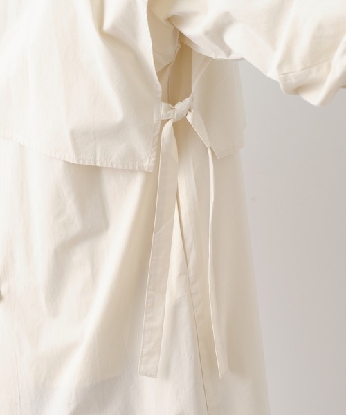 Omekashi(オメカシ)の「レイヤードシャツコート(ノーカラーコート・レディース・ベージュ/イエロー・FREE)」の6枚目の写真