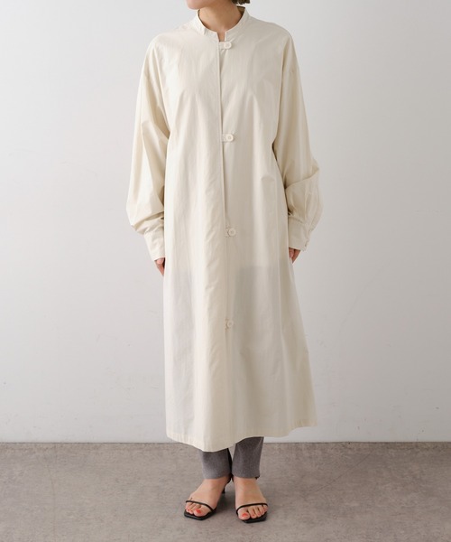 Omekashi(オメカシ)の「レイヤードシャツコート(ノーカラーコート・レディース・ベージュ/イエロー・FREE)」の20枚目の写真