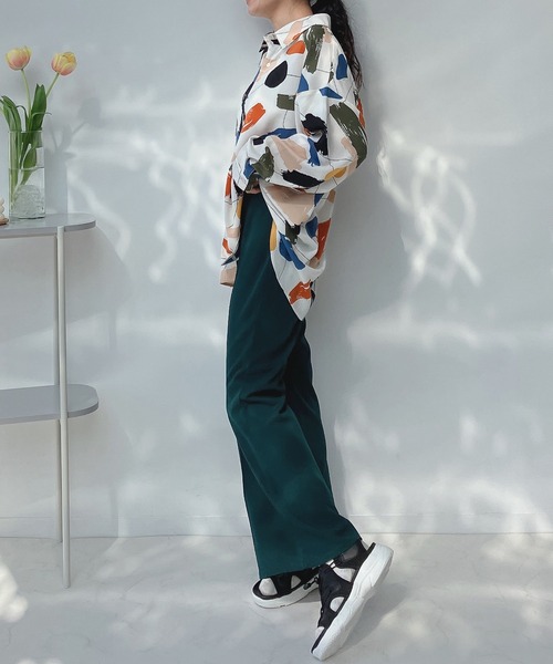 AS KNOW AS plus（アズノゥアズプラス）の「○ストレッチフレアパンツ（スラックス・レディース・ブラック/ピンク/ブルー/グリーン/モカ・FREE）」の14枚目の写真