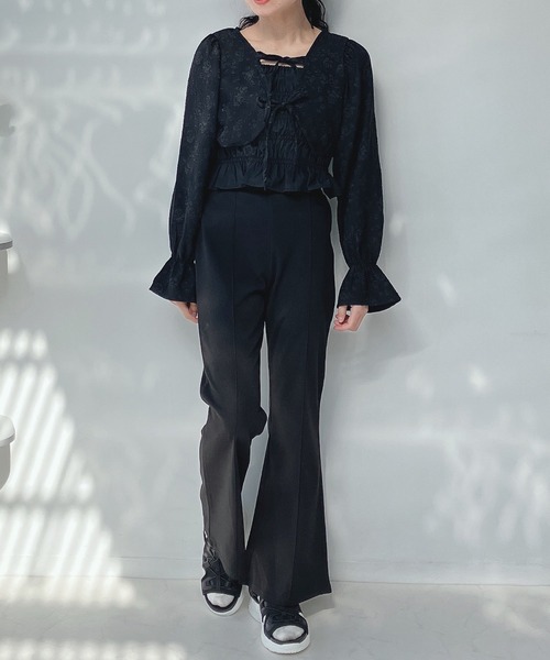 AS KNOW AS plus（アズノゥアズプラス）の「○ストレッチフレアパンツ（スラックス・レディース・ブラック/ピンク/ブルー/グリーン/モカ・FREE）」の17枚目の写真