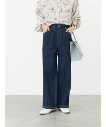 Samansa Mos2 blue | 【ECO DENIM】ワイドストレートパンツ(その他パンツ)