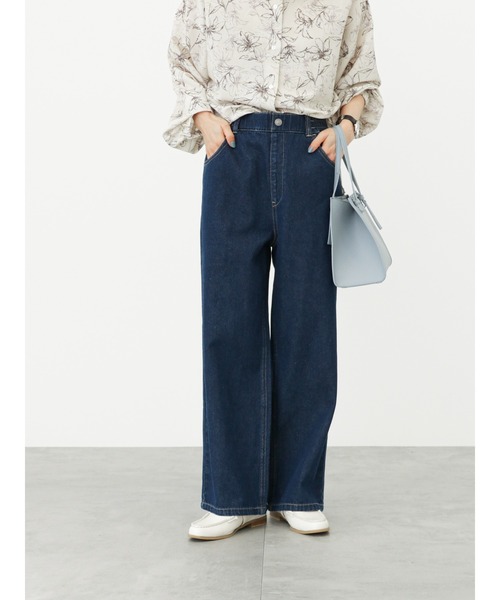 Samansa Mos2 blue（サマンサモスモスブルー）の「【ECO DENIM】ワイドストレートパンツ（その他パンツ・レディース・ネイビー/オフホワイト/サックスブルー・ﾌﾘ-）」の2枚目の写真