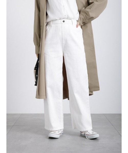 Samansa Mos2 blue（サマンサモスモスブルー）の「【ECO DENIM】ワイドストレートパンツ（その他パンツ・レディース・ネイビー/オフホワイト/サックスブルー・ﾌﾘ-）」の15枚目の写真