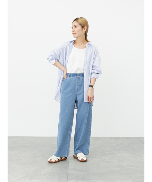 Samansa Mos2 blue（サマンサモスモスブルー）の「【ECO DENIM】ワイドストレートパンツ（その他パンツ・レディース・ネイビー/オフホワイト/サックスブルー・ﾌﾘ-）」の8枚目の写真