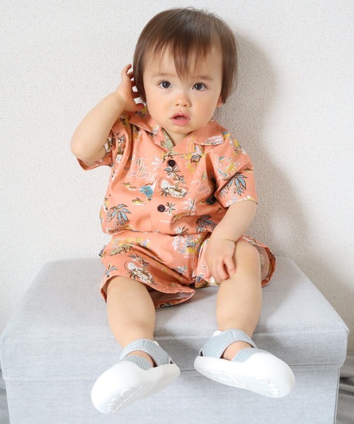 MAKE YOUR DAY(メイクユアデイ)の「アロハ柄半袖シャツ■80~140cm(シャツ/ブラウス・キッズ・イエロー/ブルー/サーモンピンク・100/120/130/140/110/90/80)」の3枚目の写真