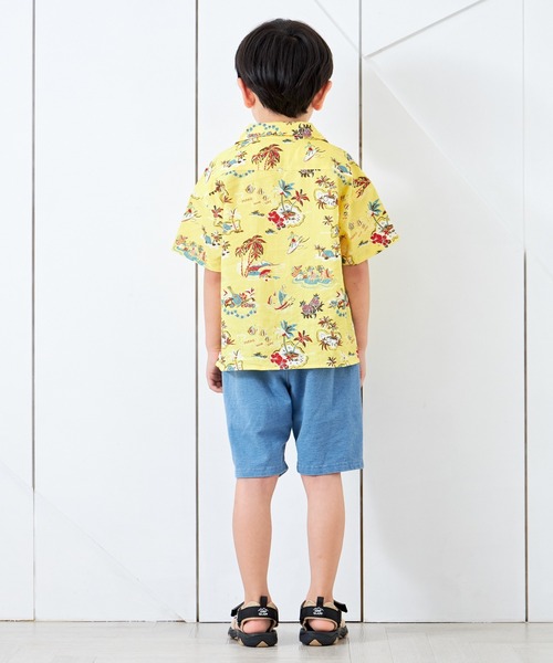MAKE YOUR DAY(メイクユアデイ)の「アロハ柄半袖シャツ■80~140cm(シャツ/ブラウス・キッズ・イエロー/ブルー/サーモンピンク・100/120/130/140/110/90/80)」の5枚目の写真