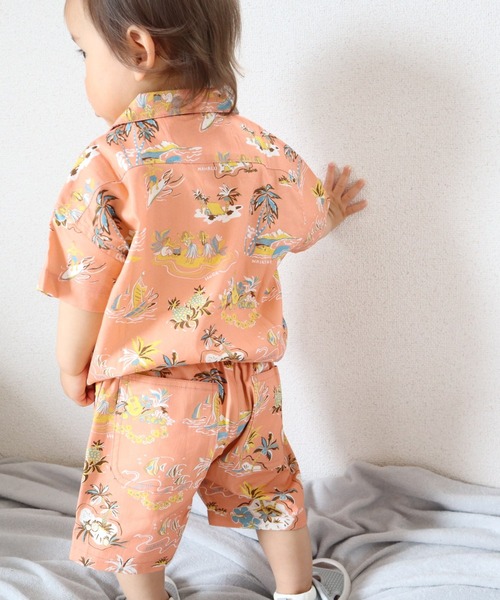 MAKE YOUR DAY(メイクユアデイ)の「アロハ柄半袖シャツ■80~140cm(シャツ/ブラウス・キッズ・イエロー/ブルー/サーモンピンク・100/120/130/140/110/90/80)」の17枚目の写真