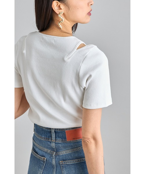 &. NOSTALGIA(アンドドットノスタルジア)の「カットワークリブTシャツ(Tシャツ/カットソー・レディース・オフホワイト/ライム/ブラック・FREE)」の2枚目の写真