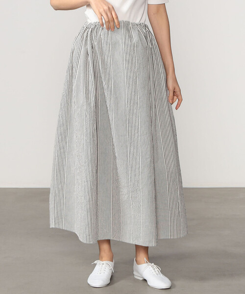 Bshop（ビショップ）の「MEYAME | ロングスカート ストライプ WOMEN（スカート・レディース・ブラック系その他/グリーン系その他・F）」の7枚目の写真