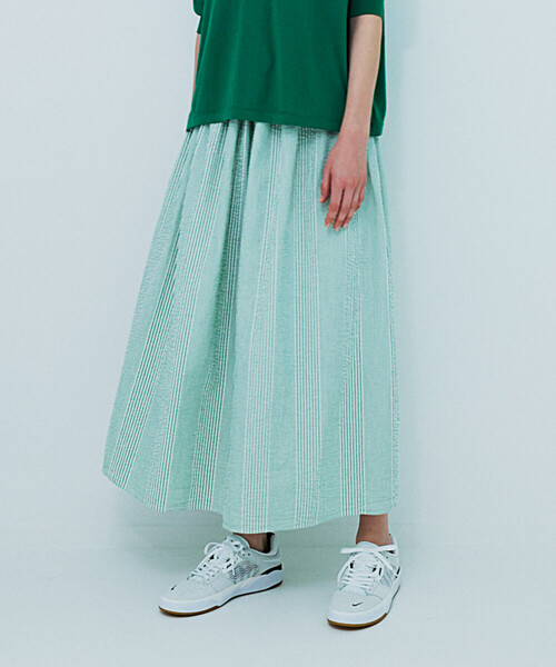 Bshop（ビショップ）の「MEYAME | ロングスカート ストライプ WOMEN（スカート・レディース・ブラック系その他/グリーン系その他・F）」の17枚目の写真