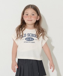 Lycee mine | 【型崩れしないやわらかコットン】ロゴプリントミニ丈ドロップTシャツ(Tシャツ/カットソー)