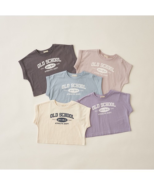 Lycee mine（リセマイン）の「【型崩れしないやわらかコットン】ロゴプリントミニ丈ドロップTシャツ（Tシャツ/カットソー・キッズ・ブルーグレー/アイボリー/ベージュ系/パープル/チャコール・100cm/110cm/120cm/130cm/140cm/150cm）」の20枚目の写真