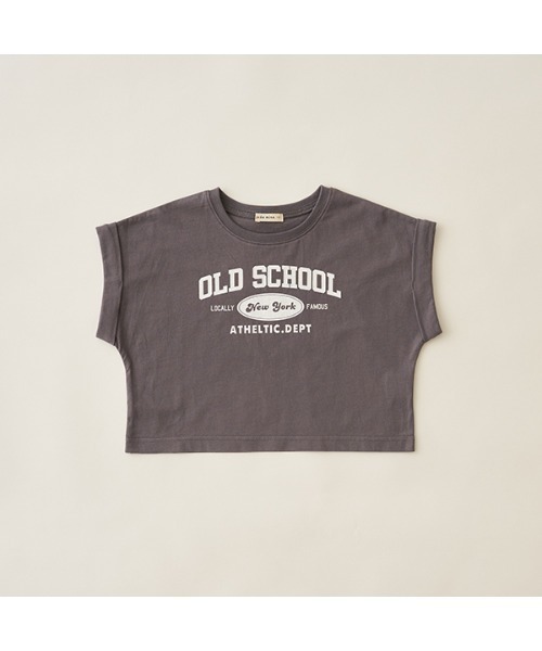 Lycee mine（リセマイン）の「【型崩れしないやわらかコットン】ロゴプリントミニ丈ドロップTシャツ（Tシャツ/カットソー・キッズ・ブルーグレー/アイボリー/ベージュ系/パープル/チャコール・100cm/110cm/120cm/130cm/140cm/150cm）」の8枚目の写真