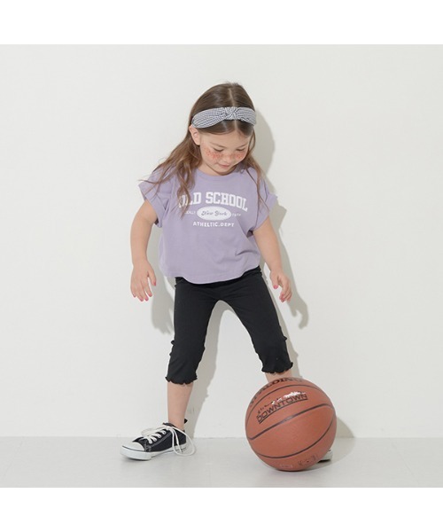 Lycee mine（リセマイン）の「【型崩れしないやわらかコットン】ロゴプリントミニ丈ドロップTシャツ（Tシャツ/カットソー・キッズ・ブルーグレー/アイボリー/ベージュ系/パープル/チャコール・100cm/110cm/120cm/130cm/140cm/150cm）」の19枚目の写真