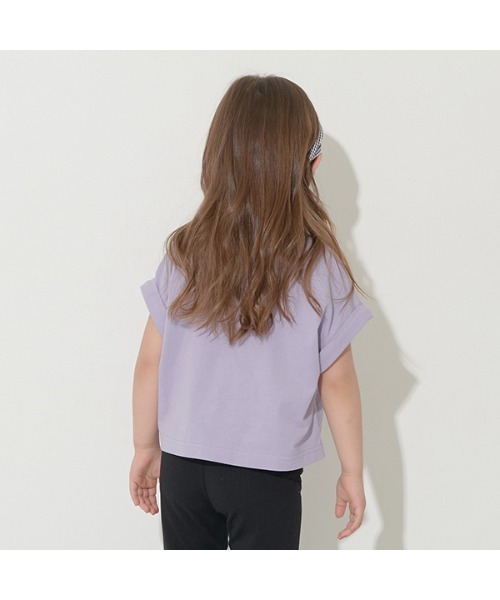 Lycee mine（リセマイン）の「【型崩れしないやわらかコットン】ロゴプリントミニ丈ドロップTシャツ（Tシャツ/カットソー・キッズ・ブルーグレー/アイボリー/ベージュ系/パープル/チャコール・100cm/110cm/120cm/130cm/140cm/150cm）」の11枚目の写真