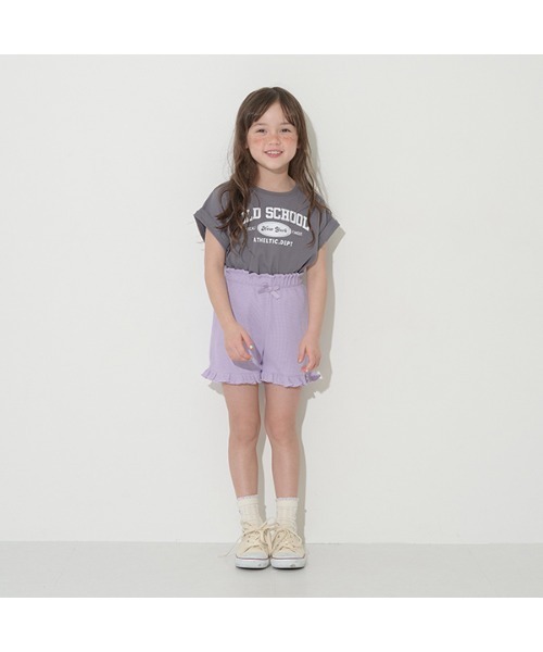 Lycee mine（リセマイン）の「【型崩れしないやわらかコットン】ロゴプリントミニ丈ドロップTシャツ（Tシャツ/カットソー・キッズ・ブルーグレー/アイボリー/ベージュ系/パープル/チャコール・100cm/110cm/120cm/130cm/140cm/150cm）」の15枚目の写真