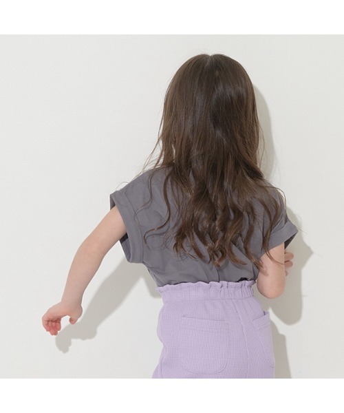 Lycee mine（リセマイン）の「【型崩れしないやわらかコットン】ロゴプリントミニ丈ドロップTシャツ（Tシャツ/カットソー・キッズ・ブルーグレー/アイボリー/ベージュ系/パープル/チャコール・100cm/110cm/120cm/130cm/140cm/150cm）」の13枚目の写真