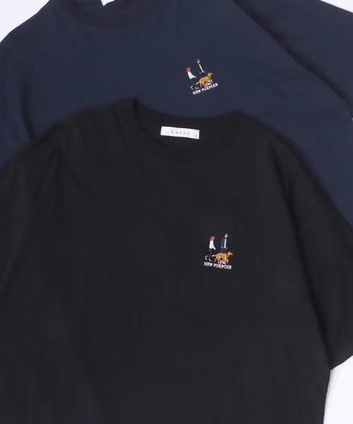 Lazar（ラザル）の「Lazar 別注 Cute Couple Tee/オーバーサイズ キュートカップル ワンポイント刺繍 半袖Tシャツ/レディース メンズ（Tシャツ/カットソー・メンズ・グリーン系その他/ブルー系その他/ネイビー/ホワイト/グリーン/ホワイト系その他/ホワイト系その他3/ブラック/ホワイト系その他5/ホワイト系その他6/ホワイト系その他7/ブラック系その他2/ブラック系その他/ホワイト系その他2/ホワイト系その他4/ブラック系その他3/ブラック系/ブラック系1/グリーン系/ホワイト系/ホワイト系1/ネイビー系・M/L/LL）」の16枚目の写真