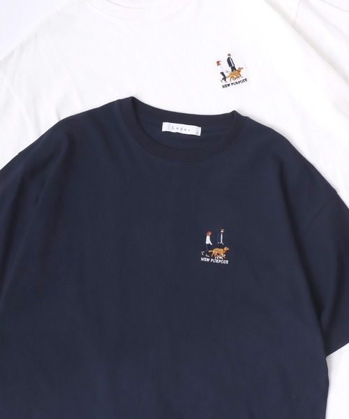 Lazar（ラザル）の「Lazar 別注 Cute Couple Tee/オーバーサイズ キュートカップル ワンポイント刺繍 半袖Tシャツ/レディース メンズ（Tシャツ/カットソー・メンズ・グリーン系その他/ブルー系その他/ネイビー/ホワイト/グリーン/ホワイト系その他/ホワイト系その他3/ブラック/ホワイト系その他5/ホワイト系その他6/ホワイト系その他7/ブラック系その他2/ブラック系その他/ホワイト系その他2/ホワイト系その他4/ブラック系その他3/ブラック系/ブラック系1/グリーン系/ホワイト系/ホワイト系1/ネイビー系・M/L/LL）」の22枚目の写真