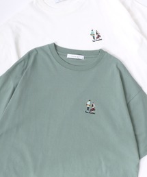 Lazar 別注 Cute Couple Tee/オーバーサイズ キュートカップル ワンポイント刺繍 半袖Tシャツ/レディース メンズ