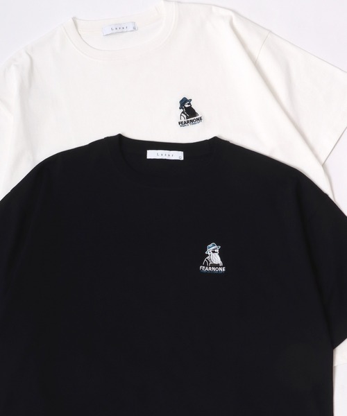 Lazar（ラザル）の「Lazar 別注 Cute Couple Tee/オーバーサイズ キュートカップル ワンポイント刺繍 半袖Tシャツ/レディース メンズ（Tシャツ/カットソー・メンズ・グリーン系その他/ブルー系その他/ネイビー/ホワイト/グリーン/ホワイト系その他/ホワイト系その他3/ブラック/ホワイト系その他5/ホワイト系その他6/ホワイト系その他7/ブラック系その他2/ブラック系その他/ホワイト系その他2/ホワイト系その他4/ブラック系その他3/ブラック系/ブラック系1/グリーン系/ホワイト系/ホワイト系1/ネイビー系・M/L/LL）」の14枚目の写真