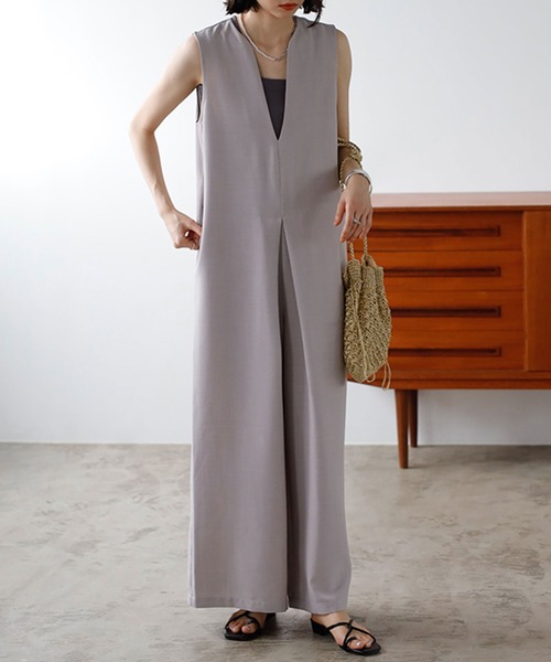 GeeRA（ジーラ）の「フロントタックＶネックオールインワン（つなぎ/オールインワン・レディース・ブラック/ベージュ・MEDIUM/LARGE）」の9枚目の写真