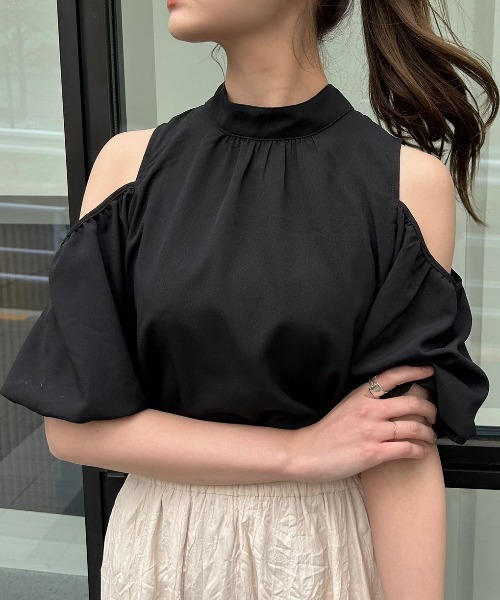 idem(イデム)の「open shoulder ribbon blouse/オフショルリボンブラウス(シャツ/ブラウス・レディース・アイボリー/ブラック/その他・FREE)」の12枚目の写真