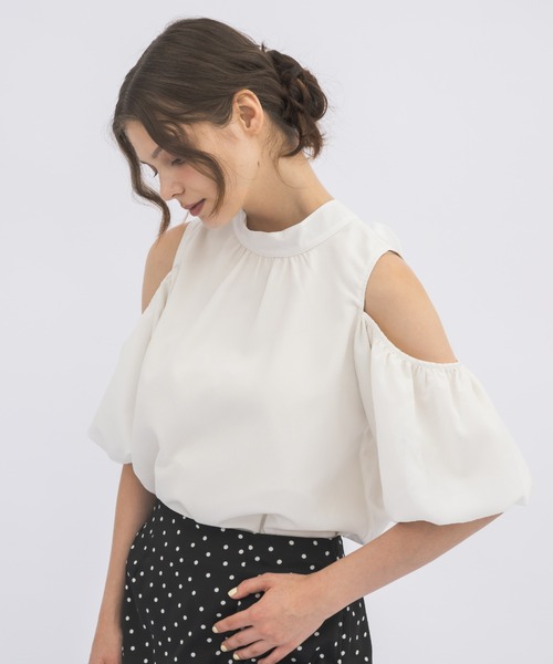 ブラウス シャツ open shoulder ribbon blouse/オフショルリボンブラウス レディース open shoulder ribbon blouse/オフショルリボンブラウス（シャツ