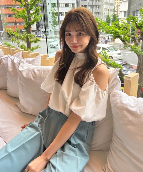 idem(イデム)の「open shoulder ribbon blouse/オフショルリボンブラウス(シャツ/ブラウス・レディース・アイボリー/ブラック/その他・FREE)」の13枚目の写真