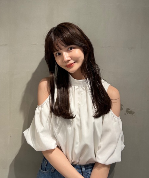 open shoulder ribbon blouse/オフショルリボンブラウス（シャツ