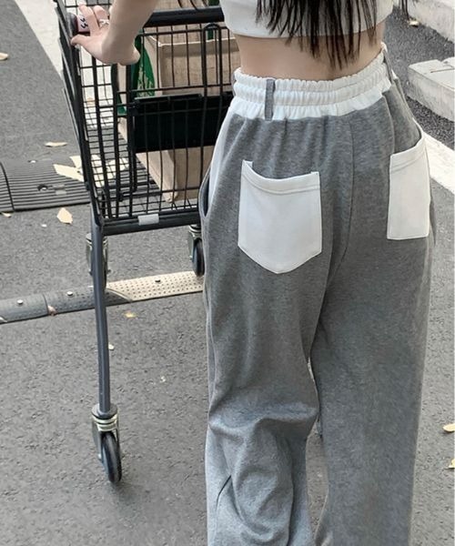 KICKSEWING(キックスウィング)の「KICKSEWING ウエストバンディング配色スウェットパンツ(スウェットパンツ・レディース・グレー・FREE)」の4枚目の写真