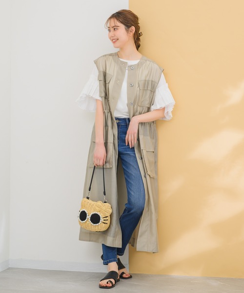 KATHARINE ROSS（キャサリンロス）の「【KATHARINE ROSS】シアワークジレ（ノーカラージャケット・レディース・ベージュ/ブラック・MEDIUM）」の12枚目の写真