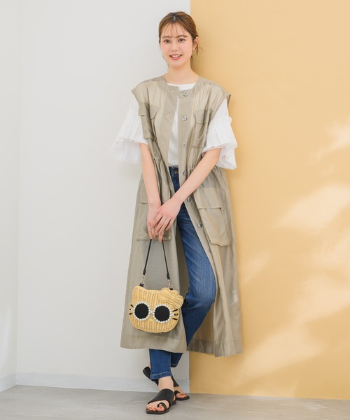 KATHARINE ROSS（キャサリンロス）の「【KATHARINE ROSS】シアワークジレ（ノーカラージャケット・レディース・ベージュ/ブラック・MEDIUM）」の13枚目の写真