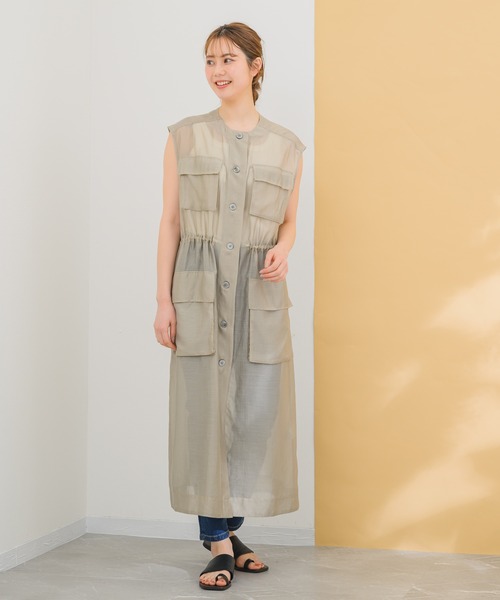 KATHARINE ROSS（キャサリンロス）の「【KATHARINE ROSS】シアワークジレ（ノーカラージャケット・レディース・ベージュ/ブラック・MEDIUM）」の14枚目の写真